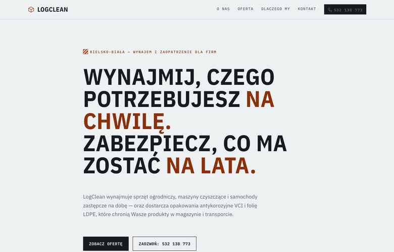 LogClean — podgląd projektu strony